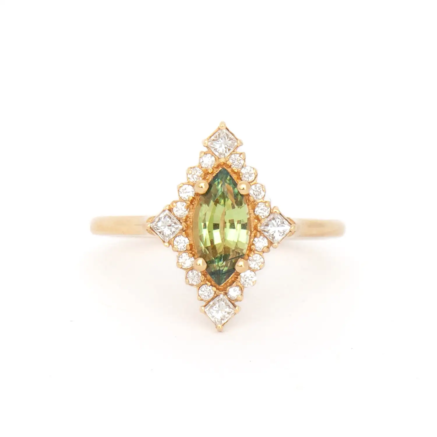 0.83 ct Green Sapphire Marie Ring