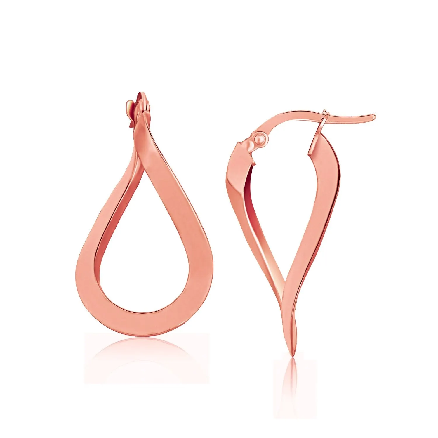 14k Rose Gold Twisted Style Freeform Hoop Earrings-rx47920