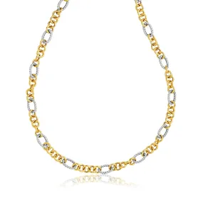 14k Two-Tone Round and Cable Style Link Necklacerx98386-18-rx98386-18