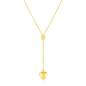 14k Yellow Gold Lariat Style Necklace with Heartrx98223-18-rx98223-18