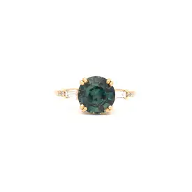 3.20 ct Teal Round Sapphire Sylvie Ring