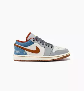 Air Jordan 1 Low Denim Womens Lifestyle Shoe - Phantom/Coconut Milk/Amber Brown