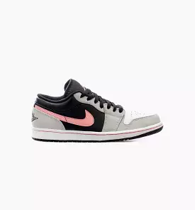 Air Jordan 1 Low Grey Fog Bleached Coral Mens Lifestyle Shoe - Black/Grey/Pink