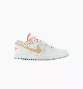 Air Jordan 1 Low White Sesame Womens Lifestyle Shoe - White/Sesame/Flash Crimson/Psychic Blue