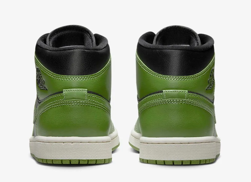 Air Jordan 1 Mid Black Sail Altitude Green Heather BQ6472-031