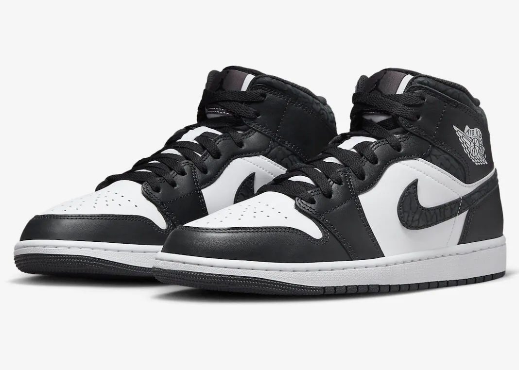 Air Jordan 1 Mid Panda Elephant Off Noir Black White FB9911-001