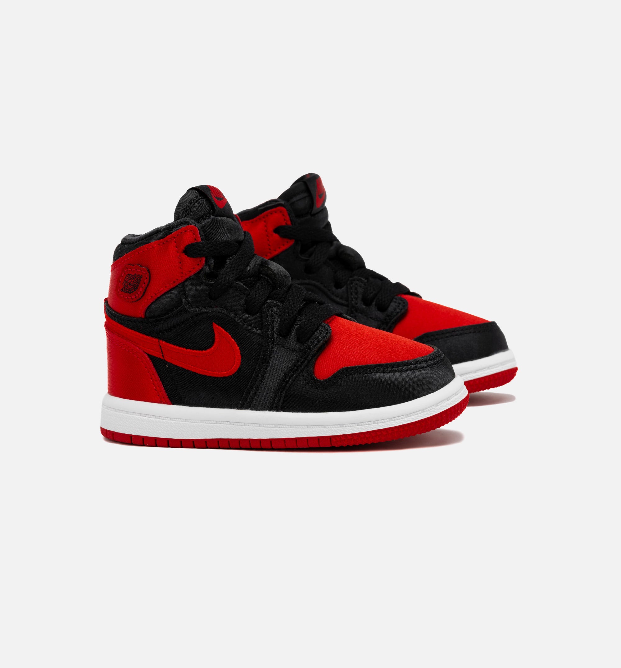 Air Jordan 1 Retro Hi OG Satin Bred Infant Toddler Lifestyle Shoe - Black/Red Free Shipping