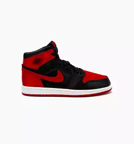 Air Jordan 1 Retro Hi OG Satin Bred Preschool Lifestyle Shoe - Black/Red Free Shipping