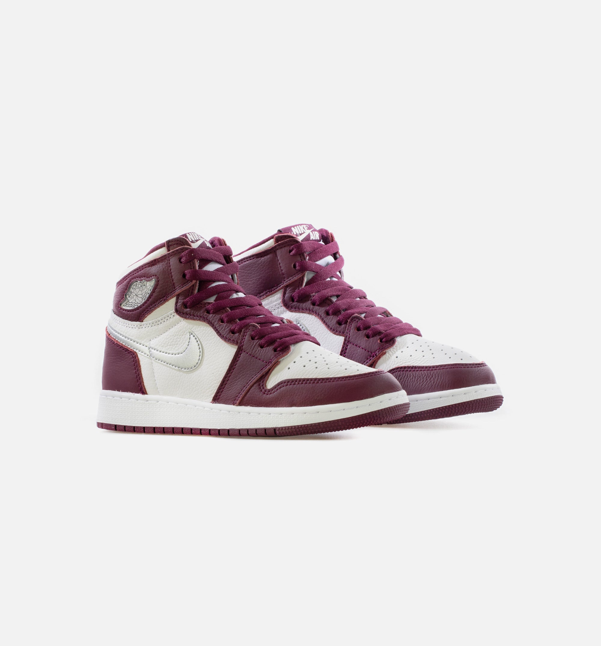 Air Jordan 1 Retro High OG Bordeaux Grade School Lifestyle Shoe - Bordeaux/White/Metallic Silver Limit One Per Customer