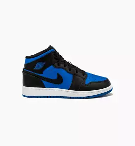 Air Jordan 1 Retro Mid Royal Blue Grade School Lifestyle Shoe - Black/Blue