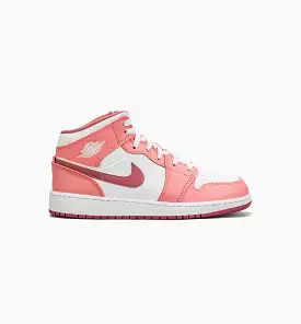 Air Jordan 1 Retro Mid Valentines Day Grade School Lifestyle Shoe - Pink/White Free Shipping