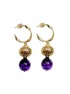 Antique Style Amethyst Hoop Earrings JE027