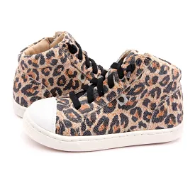 Beige Leopard High Top Sneakers