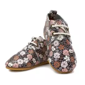 Black Floral - Low Top Oxfords - Hard Sole