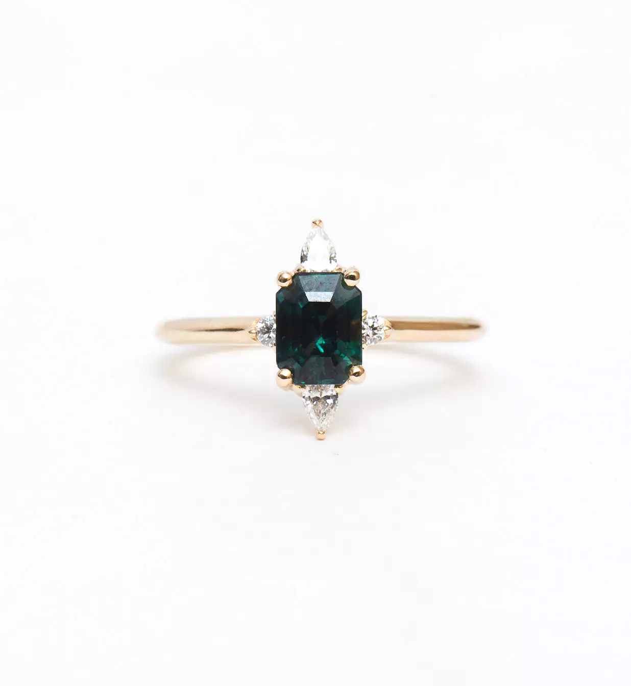 Blue-Green Sapphire Felicity Ring