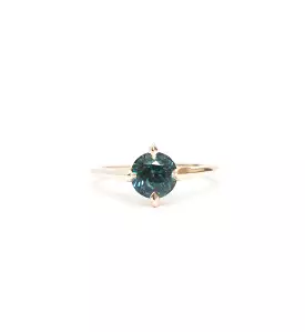 Blue-Green Sapphire Minimalist Rise Ring