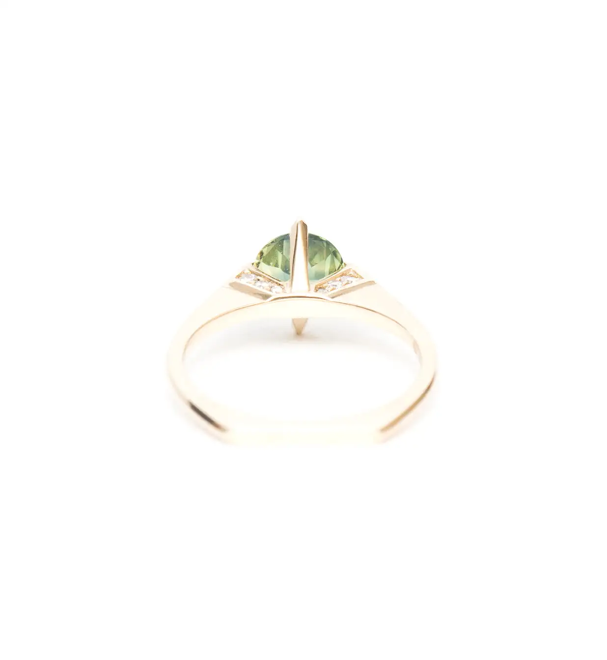 Blue-Green Sapphire Minimalist Rise Ring