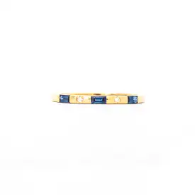 Blue Sapphire Single Row Tarot Baguette Band