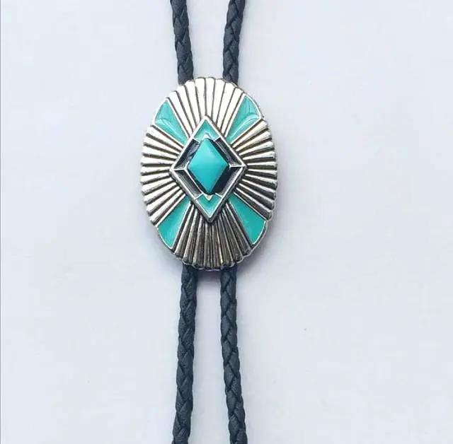 bolo tie Cowboy for men Vintage Indian mens tie Turquoise Europe Long style Zinc Alloy Pendant trendy accessories Llavero bijoux