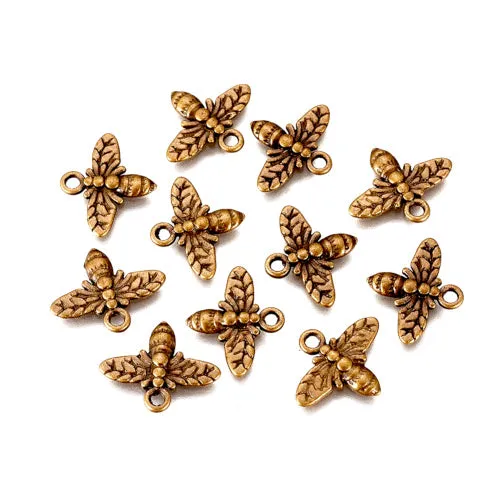 Charms, Tibetan Style, Bees, Antique Bronze, Alloy, 14mm