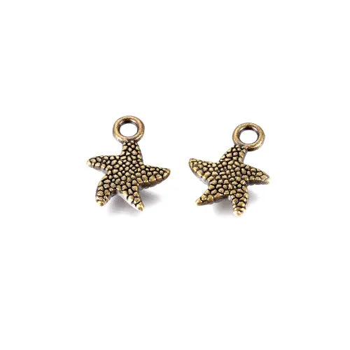 Charms, Tibetan Style, Starfish, Sea Stars, Antique Bronze, Alloy, 16.5mm