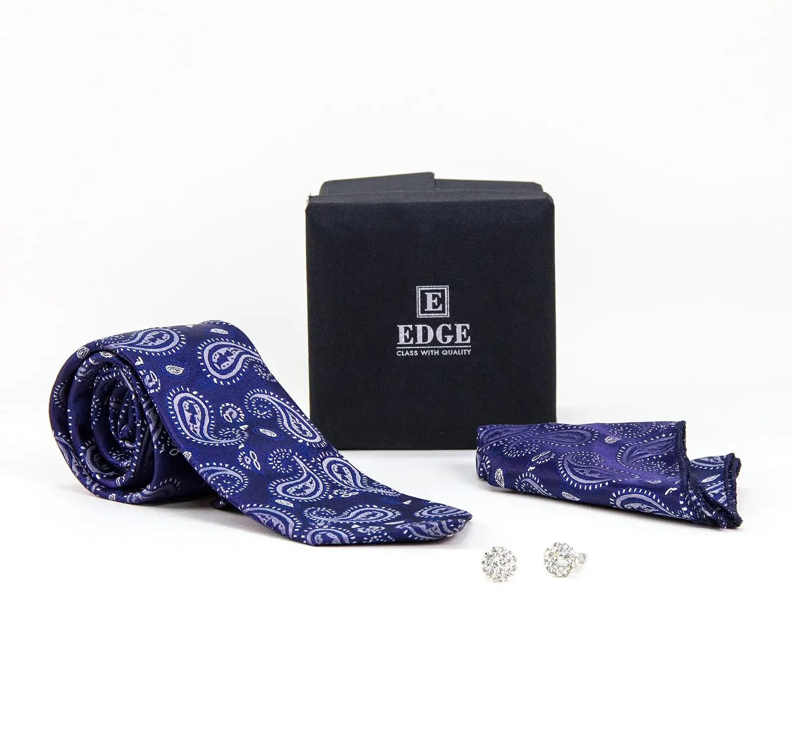 EDGE Three-Piece Tie, Handkerchief and Cufflinks Set