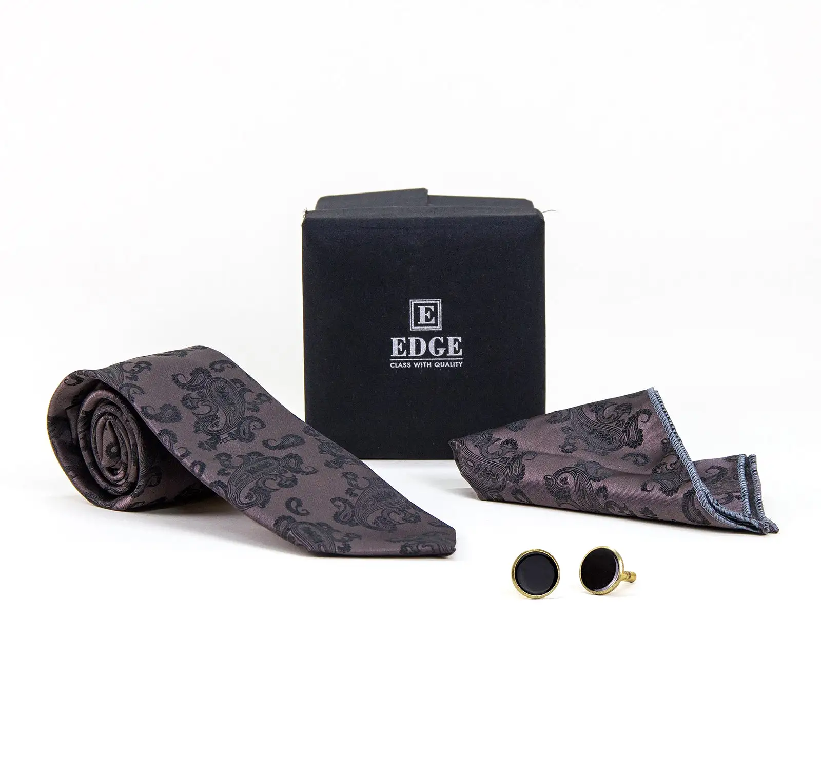 EDGE Three-Piece Tie, Handkerchief and Cufflinks Set