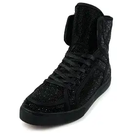 FI-2402 Black Rhinestones High Top Sneakers