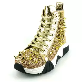 FI-2405 Gold Spikes High Top Sneakers Encore by Fiesso