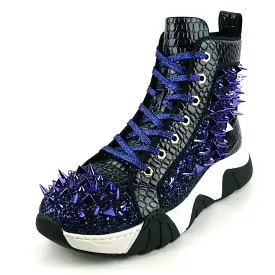 FI-2405 Navy Spikes High Top Sneakers Encore by Fiesso