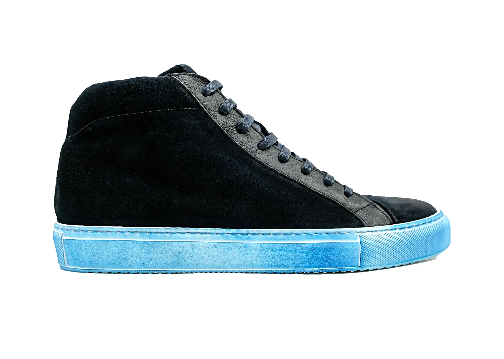 GIOVACCHINI Ruben Antique Blue Suede Calf High Top Sneakers