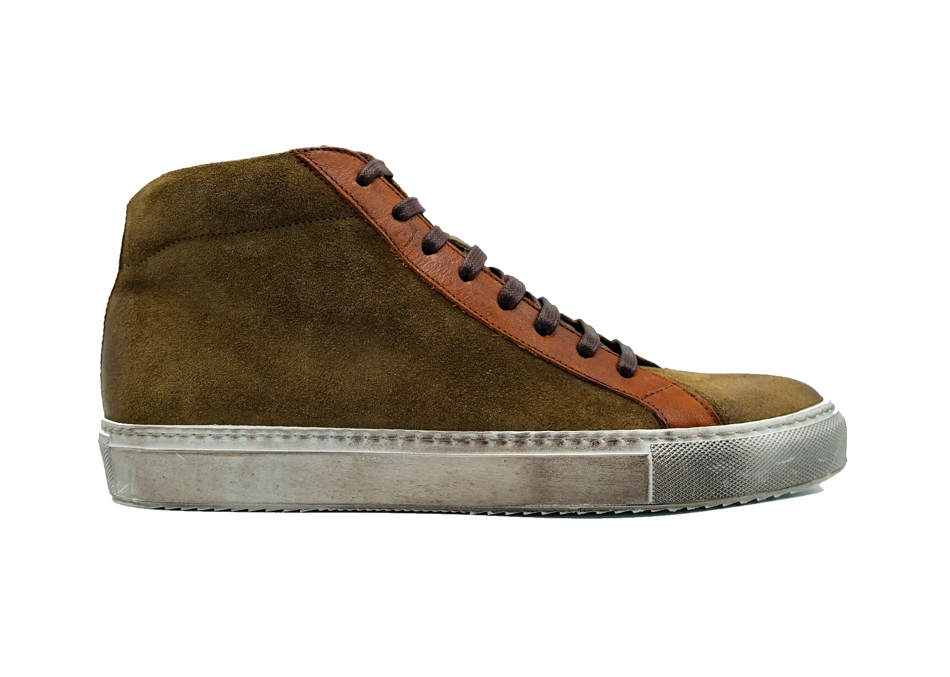 GIOVACCHINI Ruben Antique Cognac Suede Calf High Top Sneakers