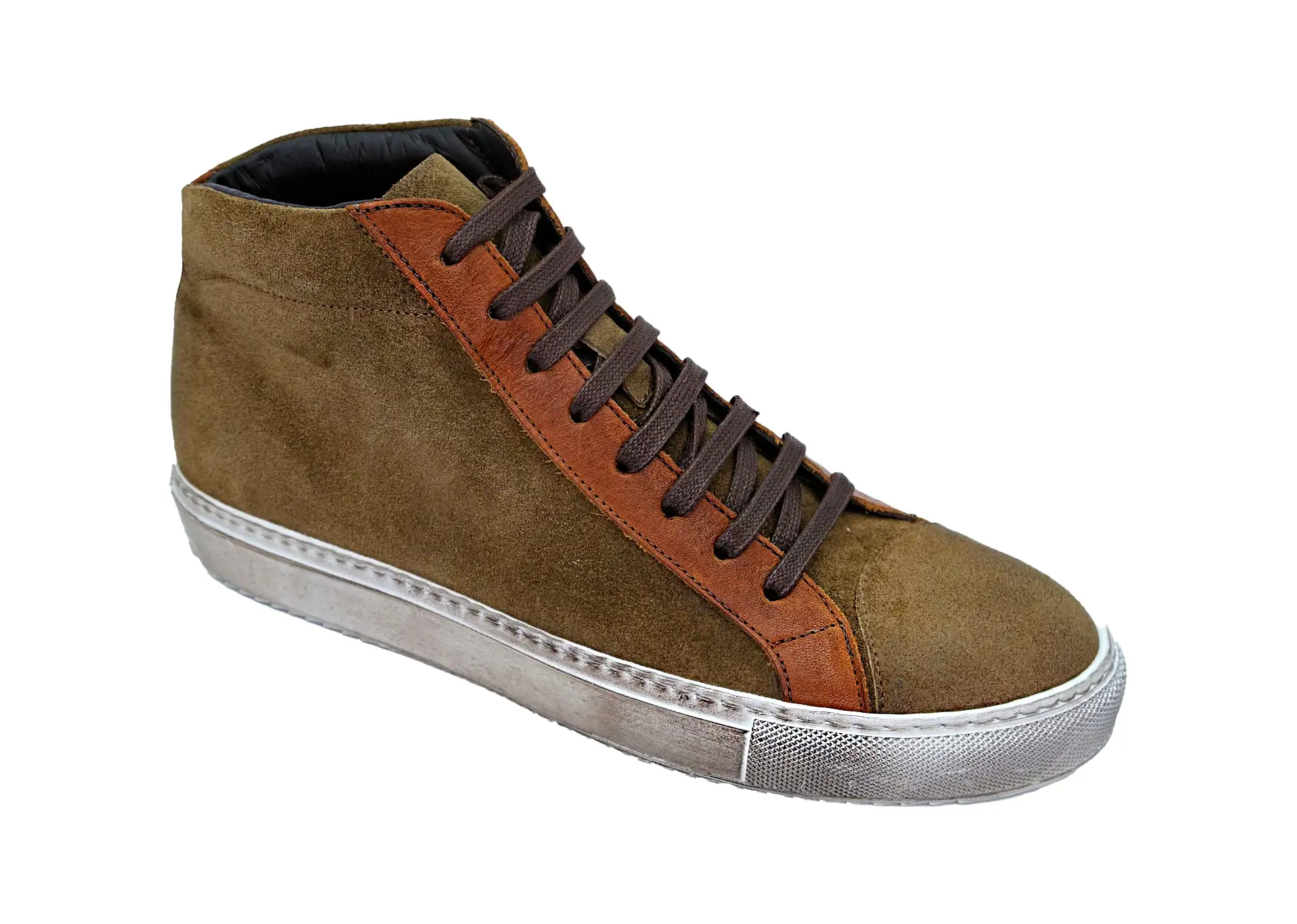 GIOVACCHINI Ruben Antique Cognac Suede Calf High Top Sneakers