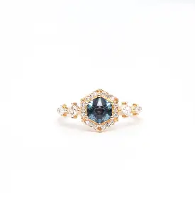 Hexagon Sapphire Camille Halo Ring