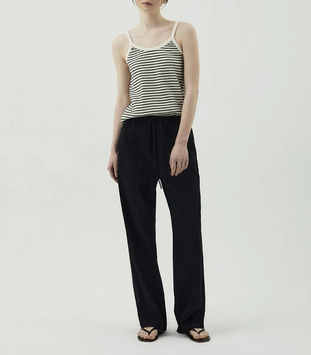 ITER  |Stripes Sleeveless Street Style Plain Cotton