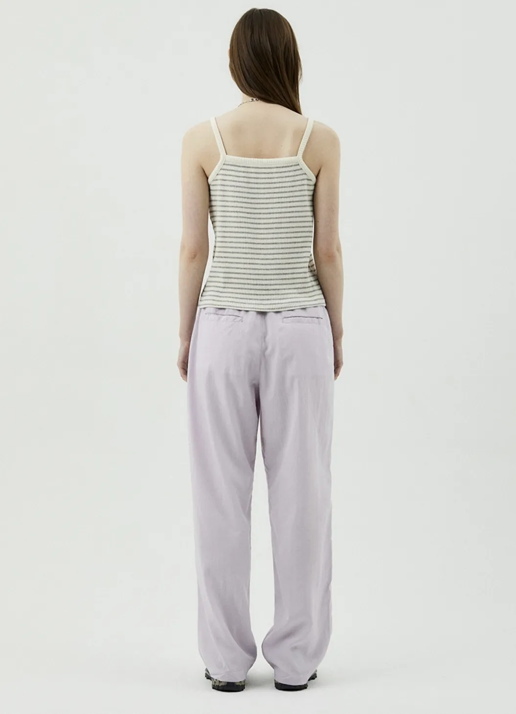 ITER  |Stripes Sleeveless Street Style Plain Cotton