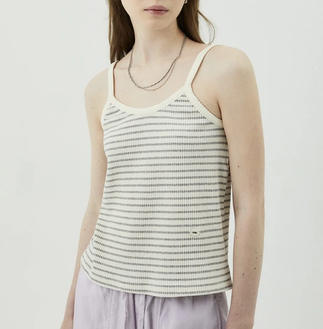 ITER  |Stripes Sleeveless Street Style Plain Cotton