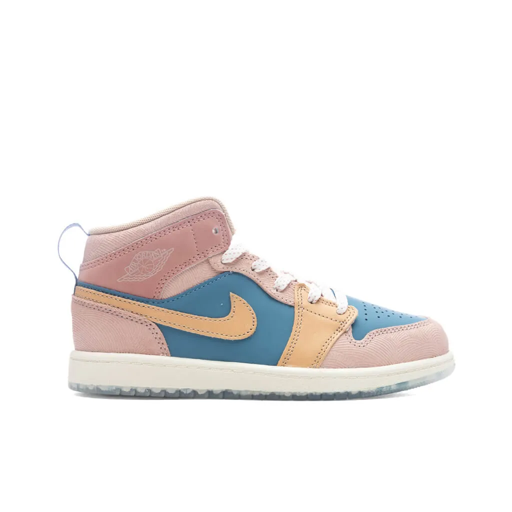 Jordan 1 Mid SS (PS) 'Zen' - Aegean Storm/Hemp/Pink Oxford