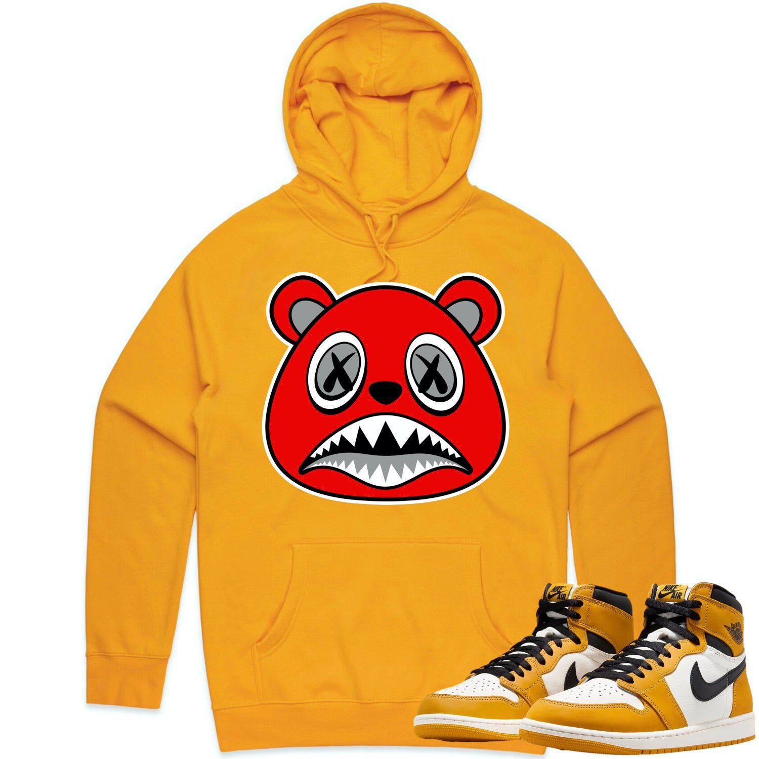 Jordan 1 Yellow Ochre 1s Hoodie to Match - ANGRY BAWS BEAR