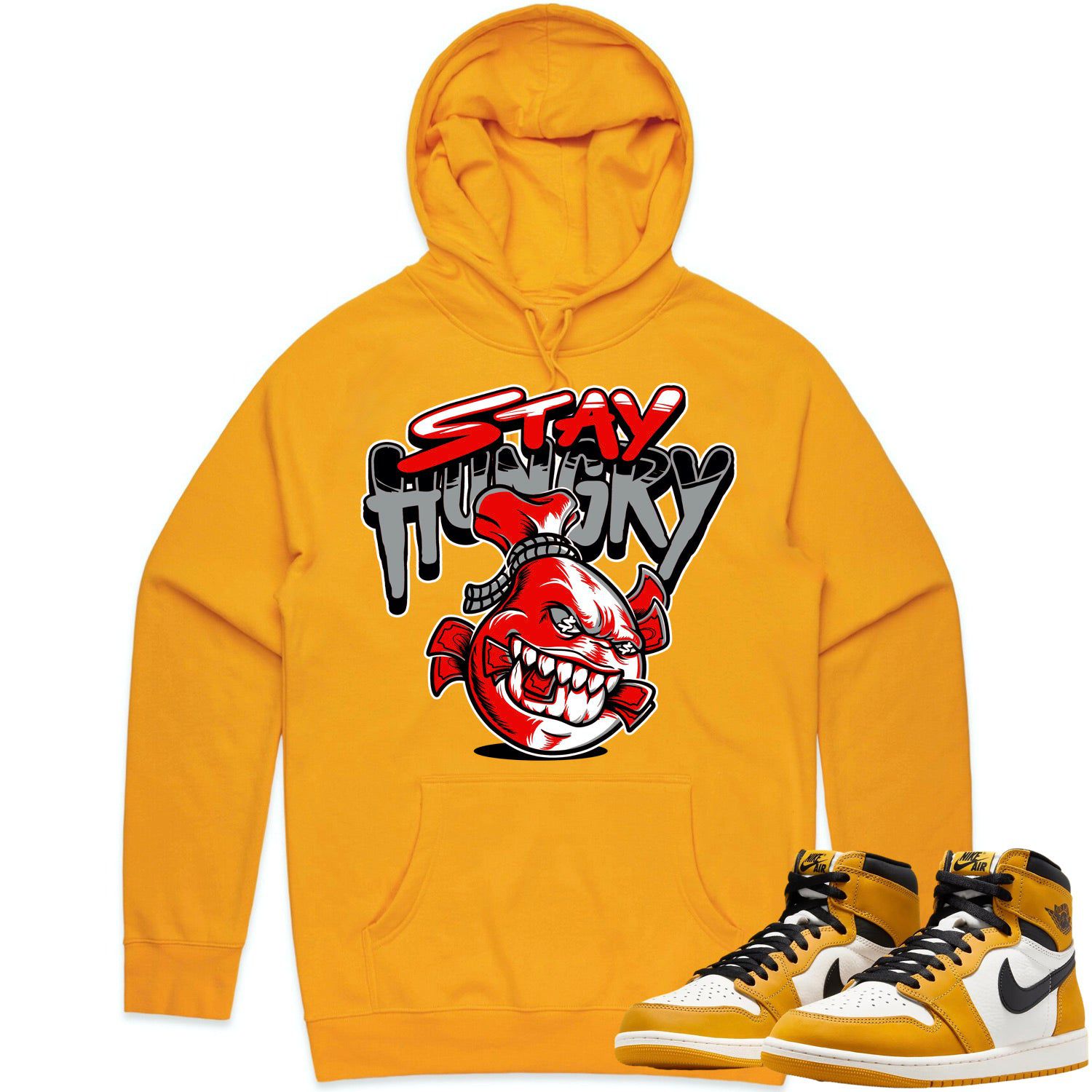 Jordan 1 Yellow Ochre 1s Hoodie to Match - RED STAY HUNGRY