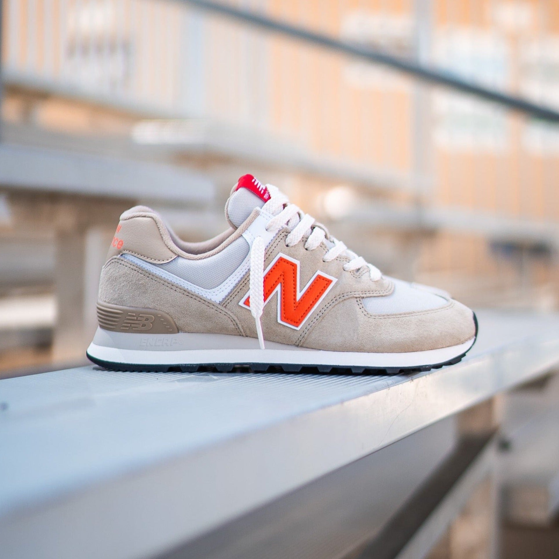 Mens New Balance 574 (Beige/Mandarin) - U574HBO