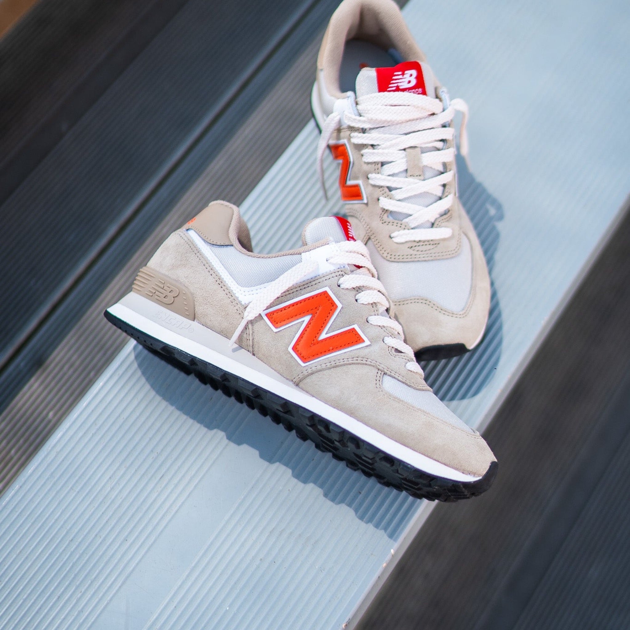 Mens New Balance 574 (Beige/Mandarin) - U574HBO