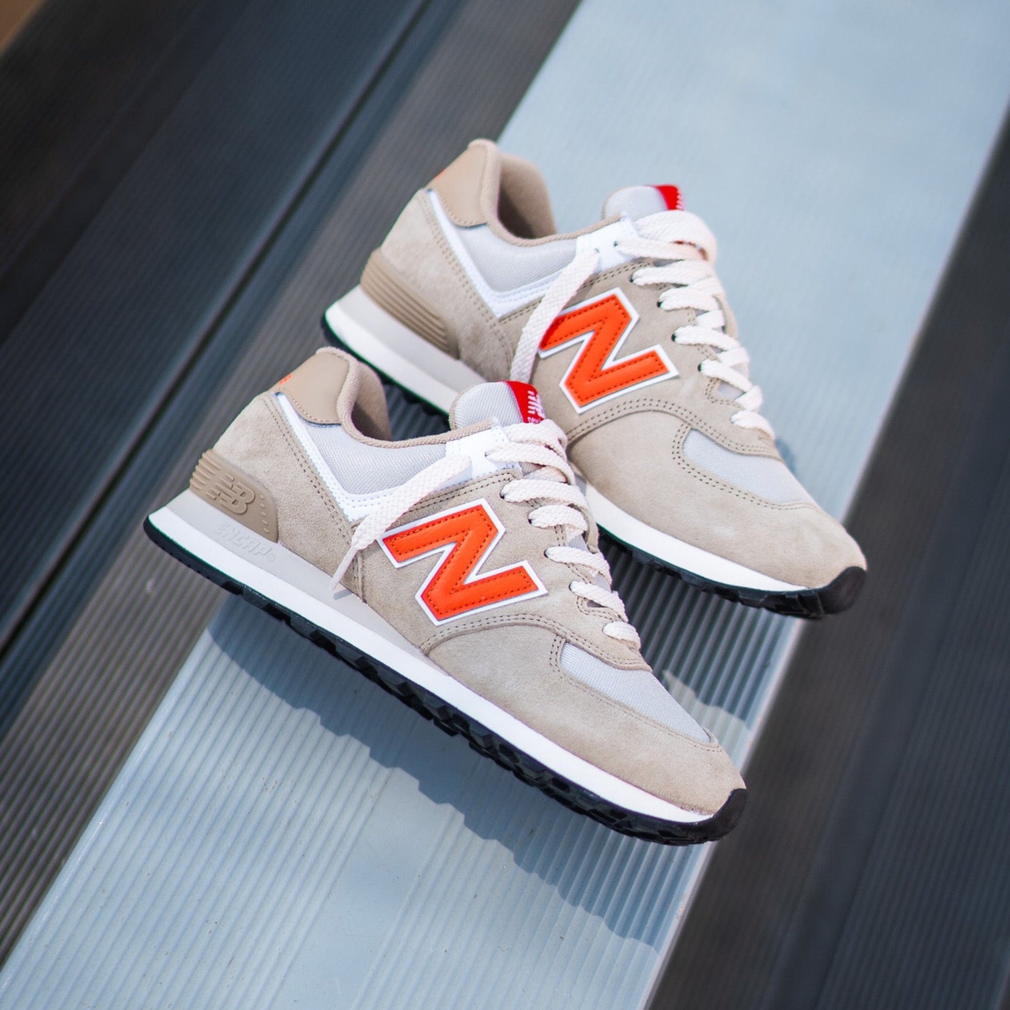 Mens New Balance 574 (Beige/Mandarin) - U574HBO