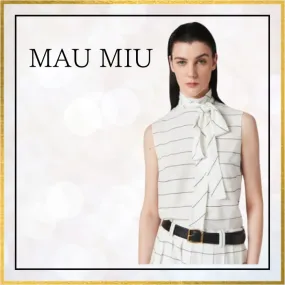 MiuMiu  |Sleeveless Street Style Plain Party Style Bridal Logo