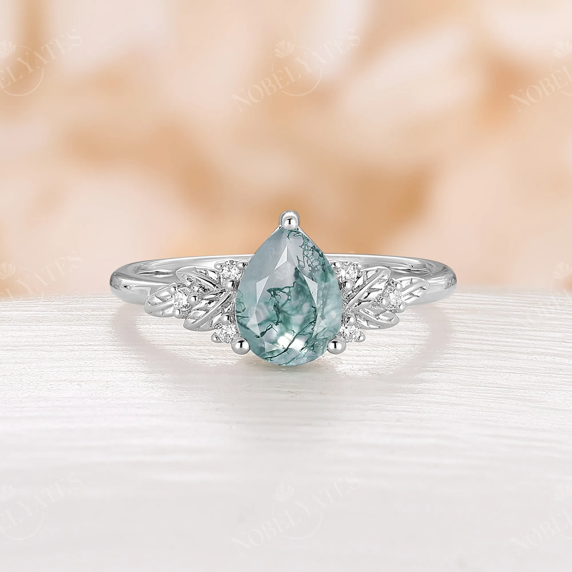 Nature Style Lab Emerald PearEngagement Ring Rose Gold