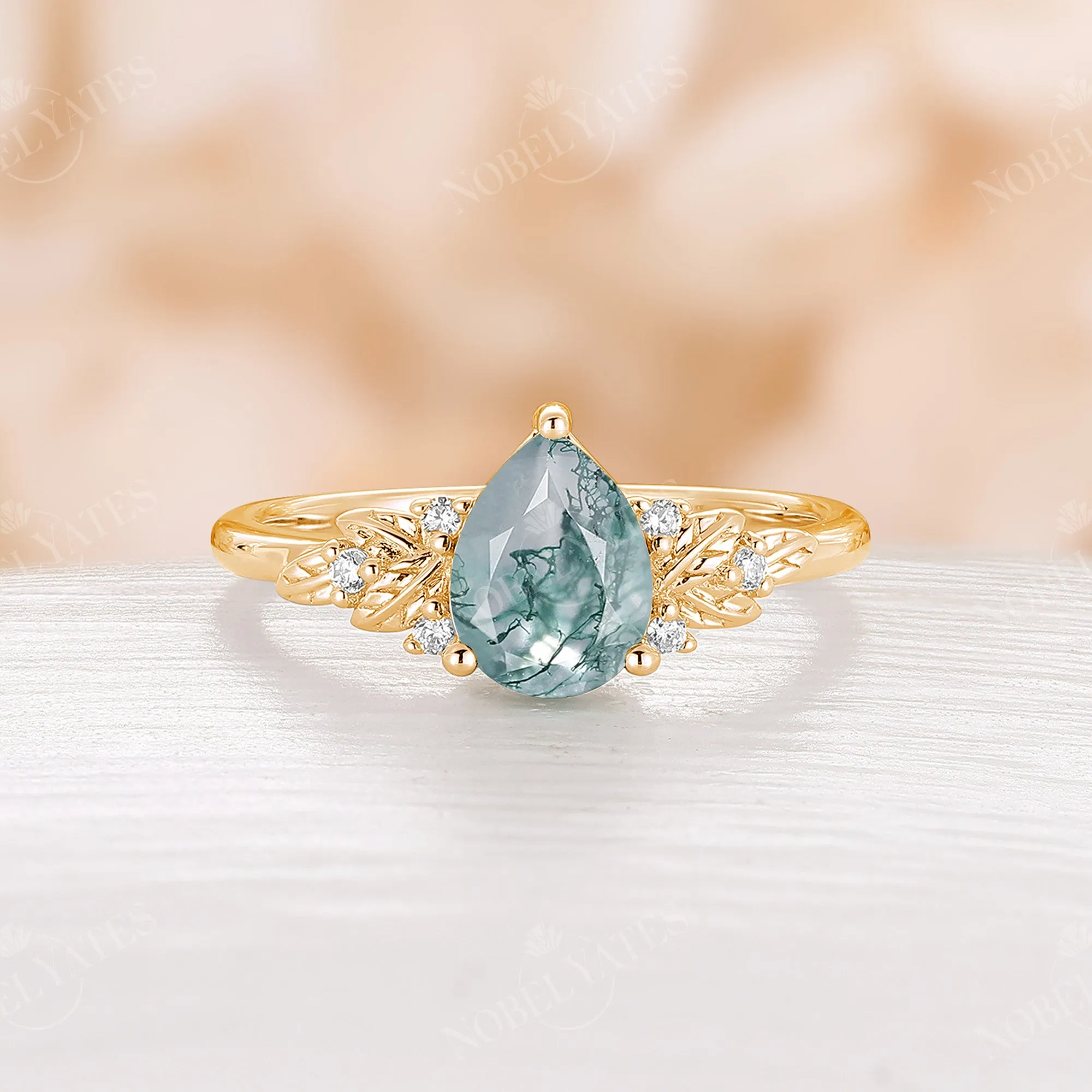 Nature Style Lab Emerald PearEngagement Ring Rose Gold