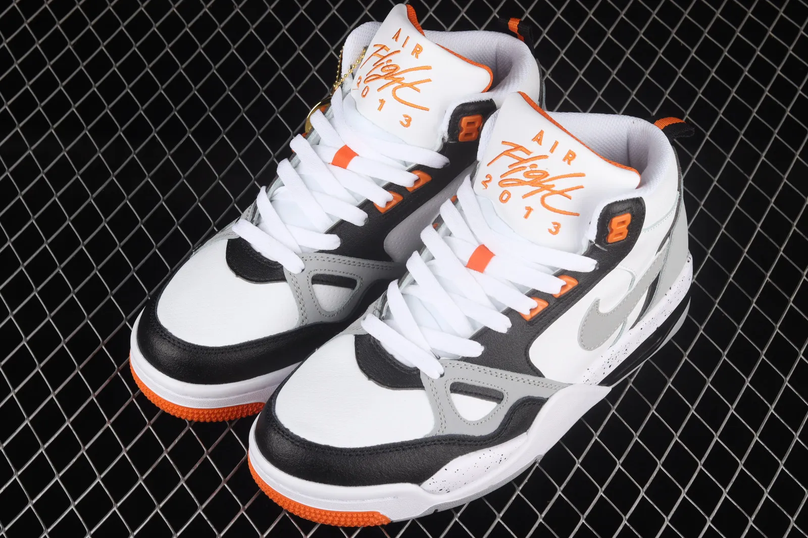 Nike Air Flight 13 Mid White Wolf Grey Total Orange Black 579961-105