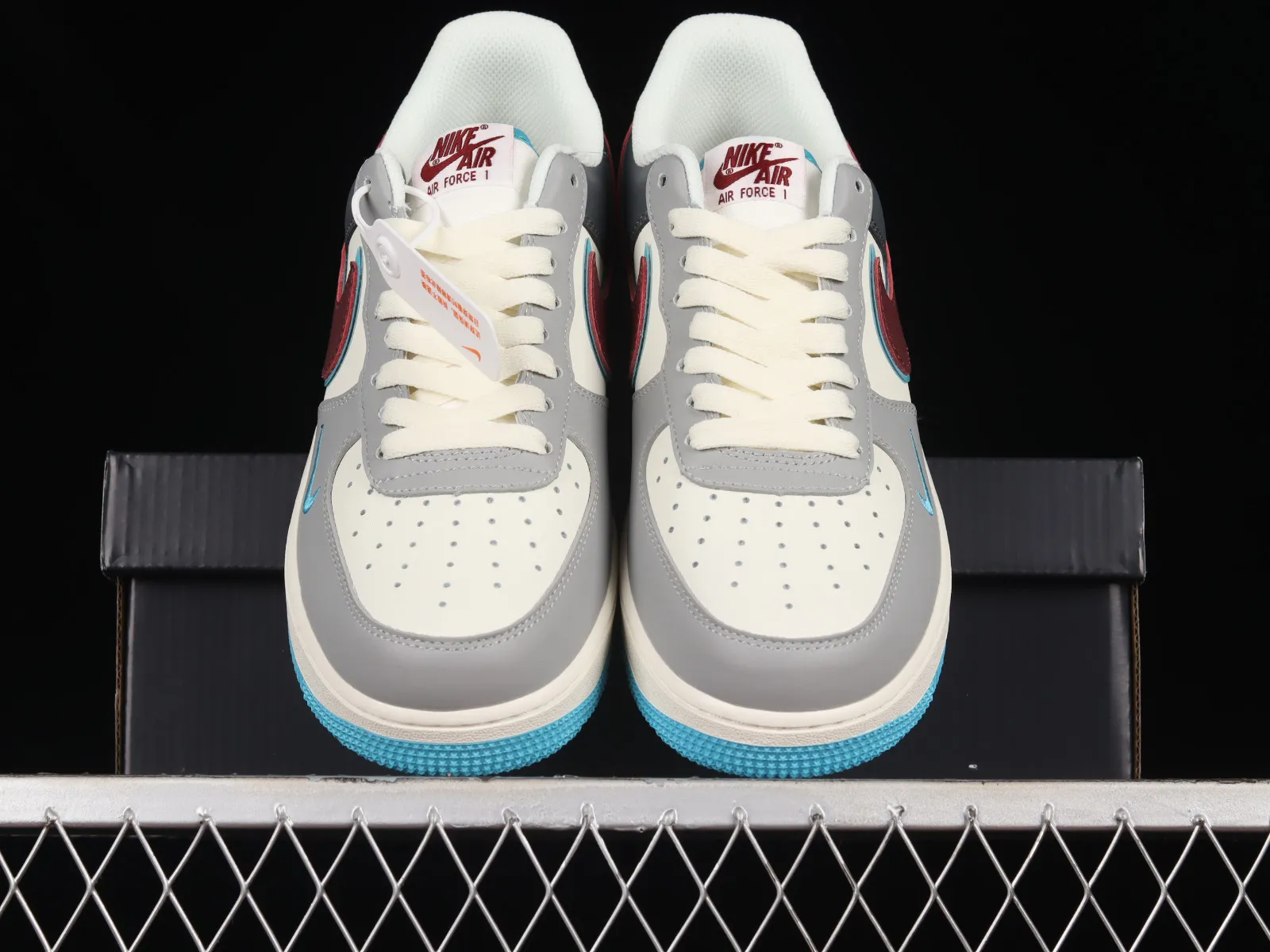 Nike Air Force 1 07 Low Rouge Grey Blue Dark Red LJ8822-666