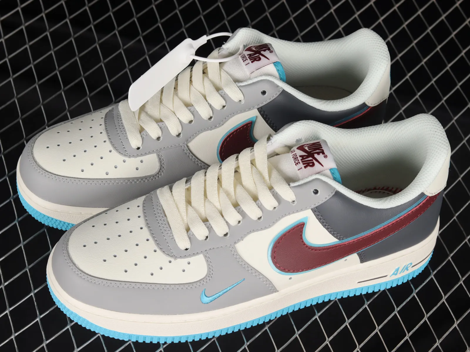 Nike Air Force 1 07 Low Rouge Grey Blue Dark Red LJ8822-666