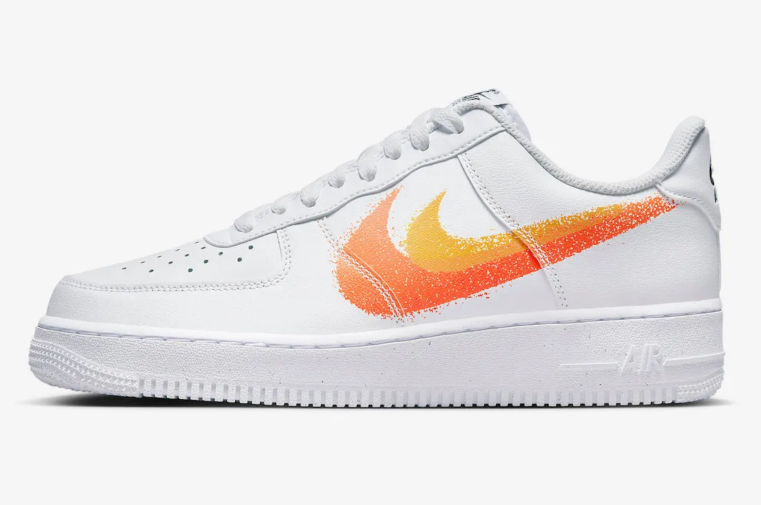 Nike Air Force 1 Low Spray Paint Swoosh White Orange FJ4228-100